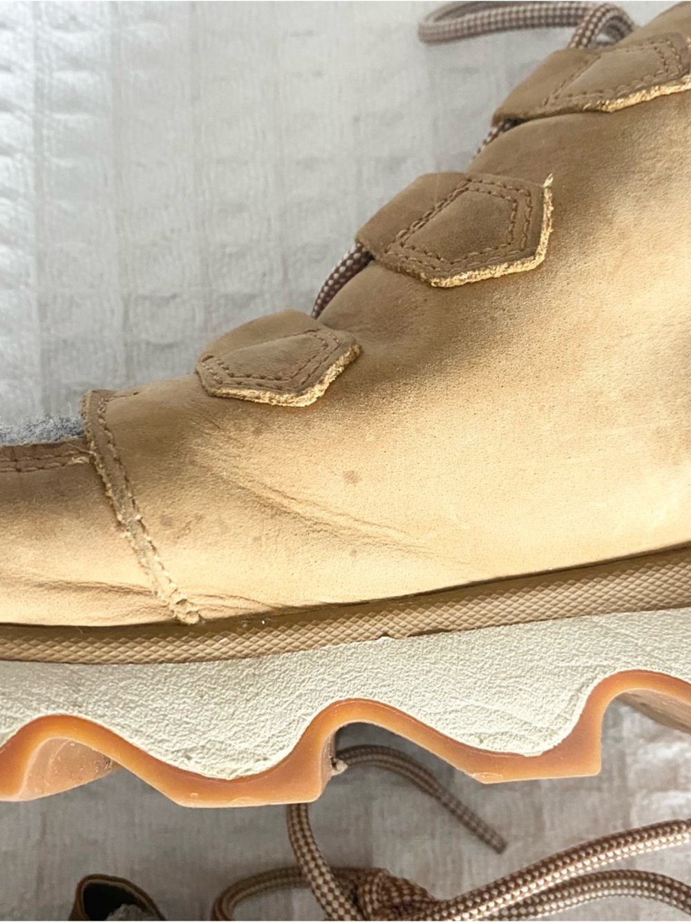 Sorel Tan Leather & Gray Wool Casual Lace-Up Boots size 10 - Picture 9 of 12